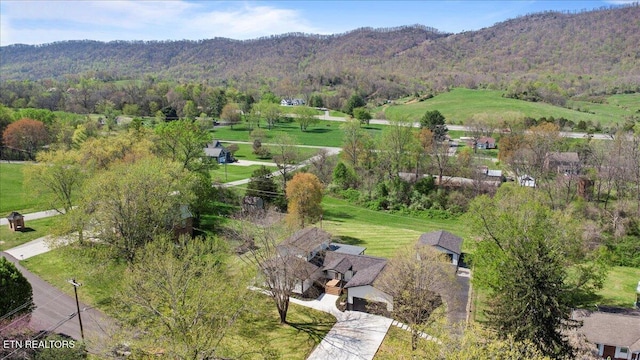 aerial view with a rural view and a mountain view