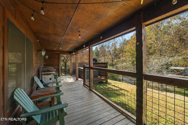 deck featuring grilling area