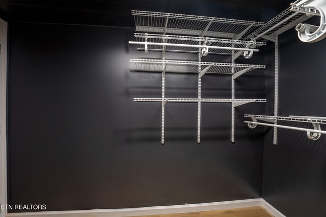 walk in closet featuring hardwood / wood-style flooring