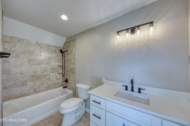 2011 Breakers Pt, Knoxville, TN 37922 - bathroom with toilet, bathtub / shower combination, vanity, tile patterned floors, and recessed lighting