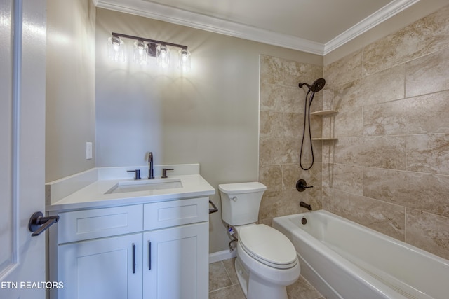 2011 Breakers Pt, Knoxville, TN 37922 - full bath with ornamental molding, toilet, washtub / shower combination, vanity, and tile patterned floors