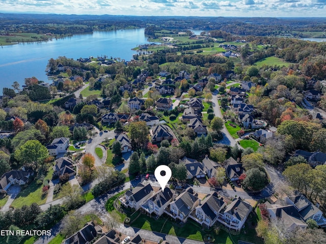2011 Breakers Pt, Knoxville, TN 37922 - aerial overview of property's location with a large body of water, nearby suburban area, and a heavily wooded area