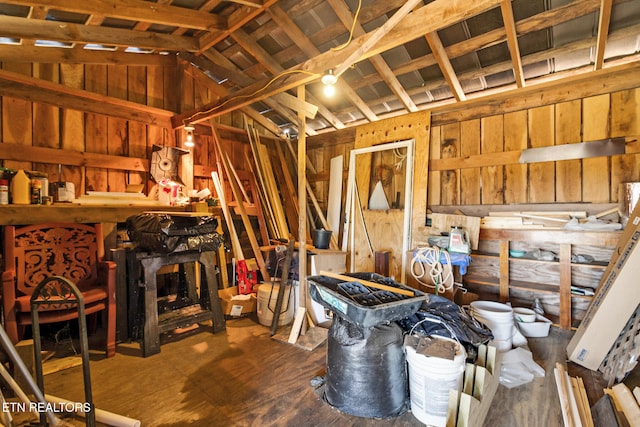 misc room featuring lofted ceiling