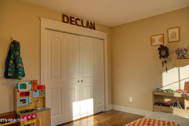 bedroom featuring a closet and wood-type flooring