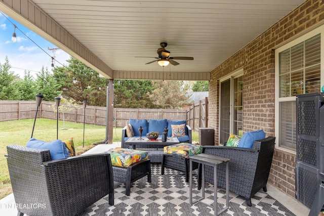 view of patio / terrace with outdoor lounge area and ceiling fan