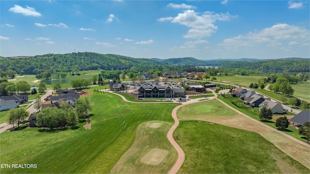 bird's eye view with a mountain view