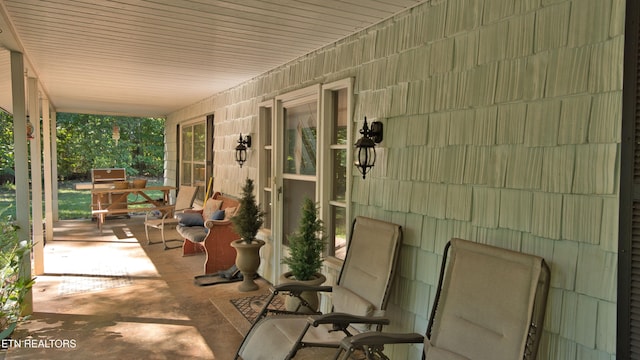 view of patio with a porch and grilling area