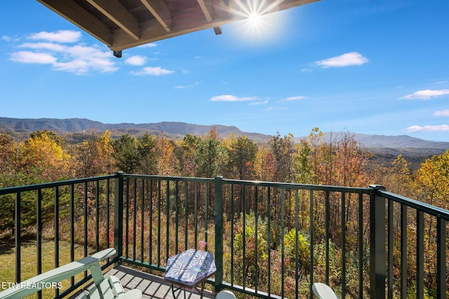 balcony with a mountain view