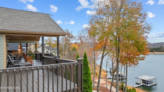 deck with a water view