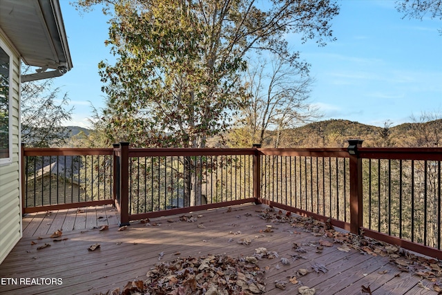 deck featuring a mountain view