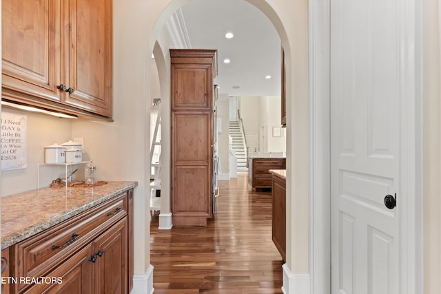 hall featuring dark hardwood / wood-style floors