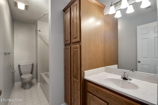 105 Poteau Trce, Loudon, TN 37774 - full bathroom featuring vanity, toilet, shower / bath combination, a textured ceiling, and baseboards