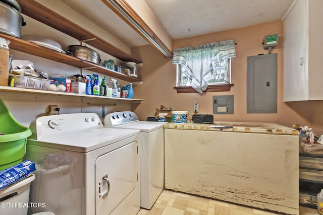 laundry room featuring separate washer and dryer and electric panel