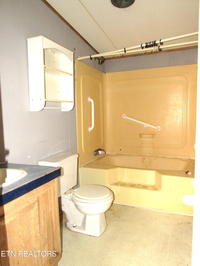 full bathroom with vanity, shower / bathing tub combination, and toilet