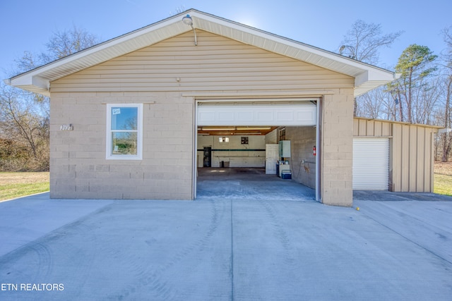 view of garage