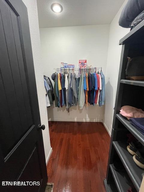 walk in closet featuring dark hardwood / wood-style floors