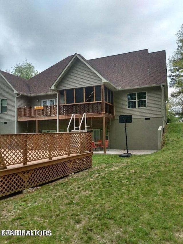 178 Woods Hill Rd, Helenwood, TN 37755 - rear view of house with a patio area, a yard, and a shingled roof