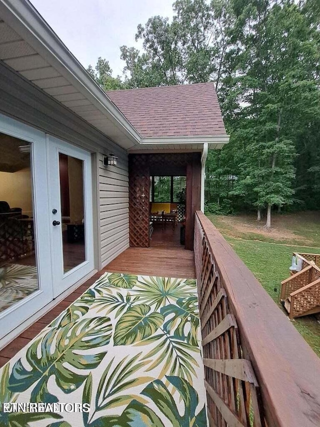 deck featuring french doors