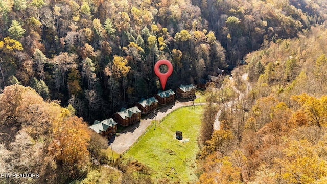 315 Caney Creek Rd, Pigeon Forge, TN 37863 - aerial overview of property's location featuring a heavily wooded area