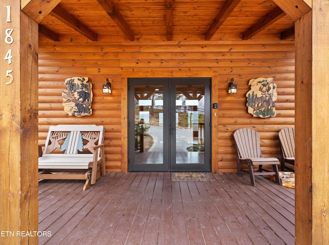 doorway to property featuring french doors