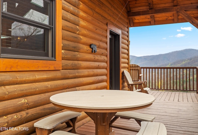 deck featuring a mountain view