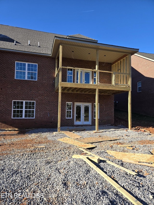 back of house with french doors