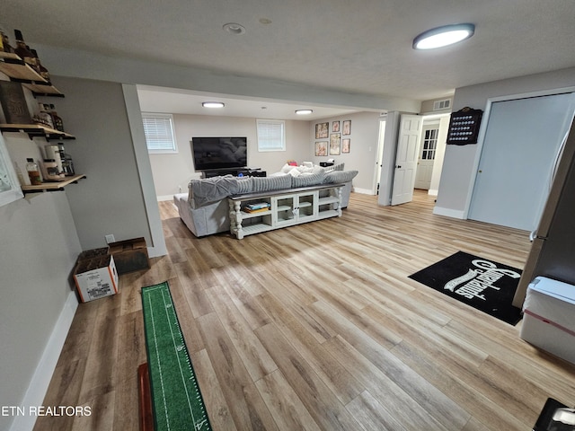 living room with wood-type flooring