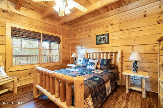 1006 Gordon Way, Sevierville, TN 37876 - bedroom with wood ceiling with exposed beams, wood walls, and wood finished floors