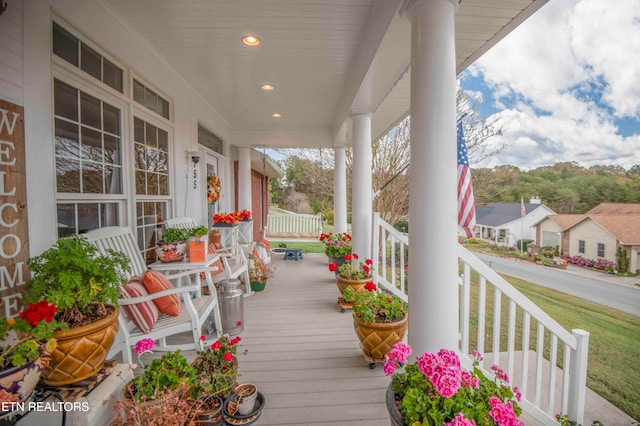 wooden terrace featuring a porch