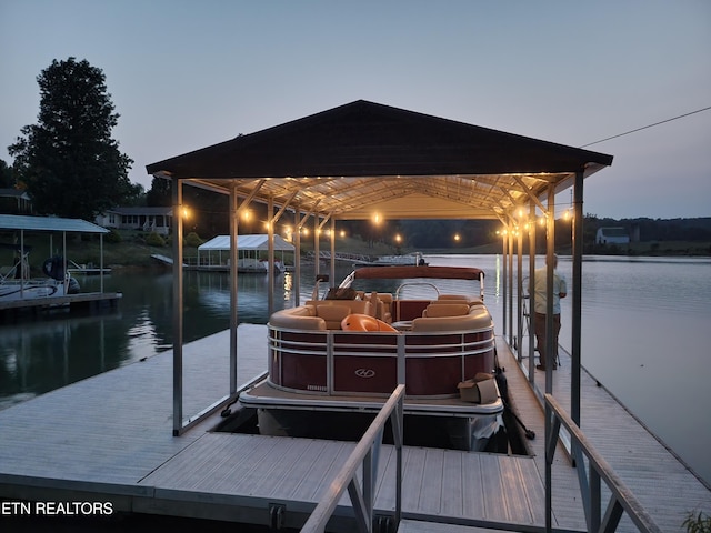 dock area featuring a water view