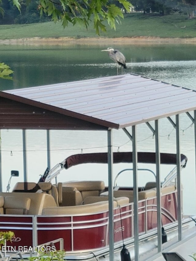 view of dock featuring a water view