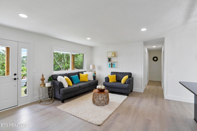 living room featuring light wood-type flooring