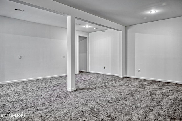 basement with carpet