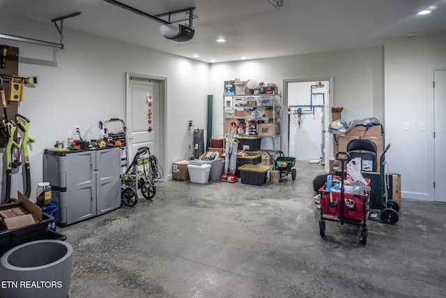 garage with a garage door opener