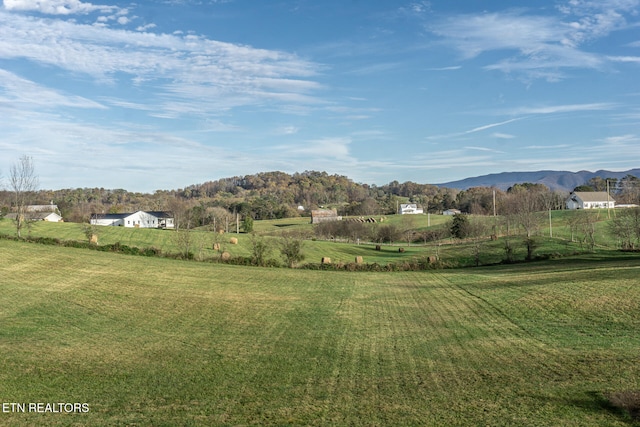 view of mountain feature with a rural view