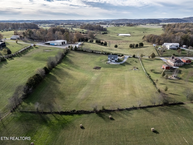 aerial view featuring a rural view