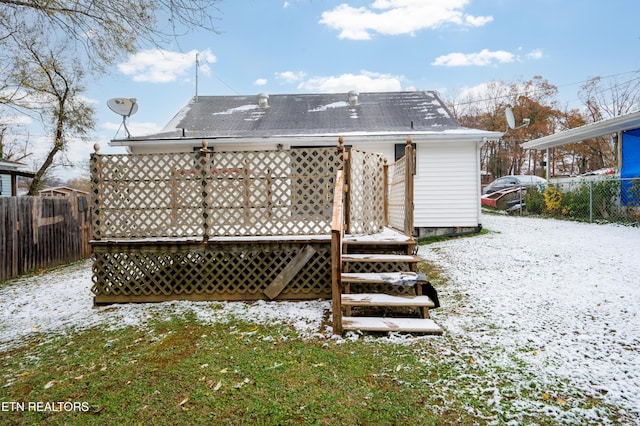 view of snow covered property