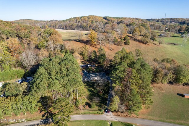 aerial view featuring a rural view