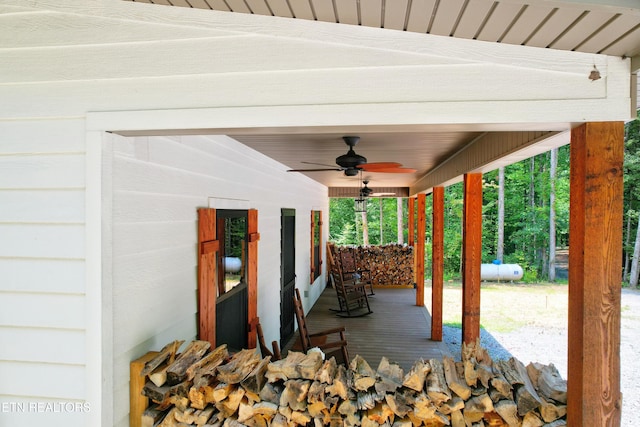 view of patio with ceiling fan