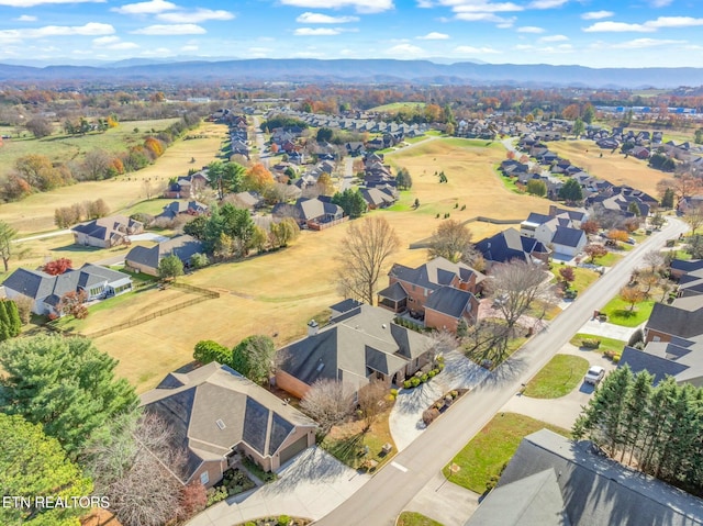 aerial view with a mountain view