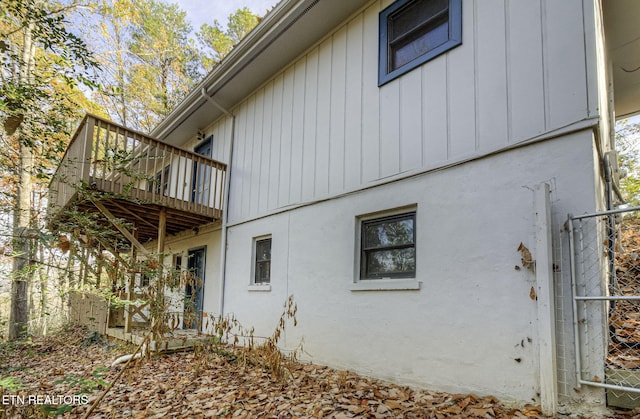 view of home's exterior featuring a balcony