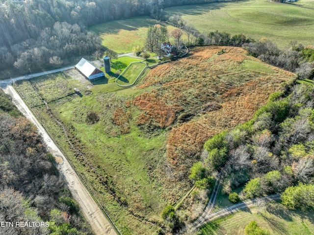 bird's eye view with a rural view