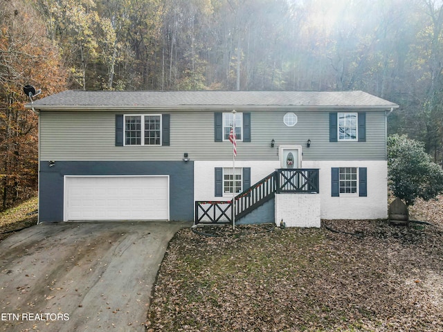 raised ranch with a garage