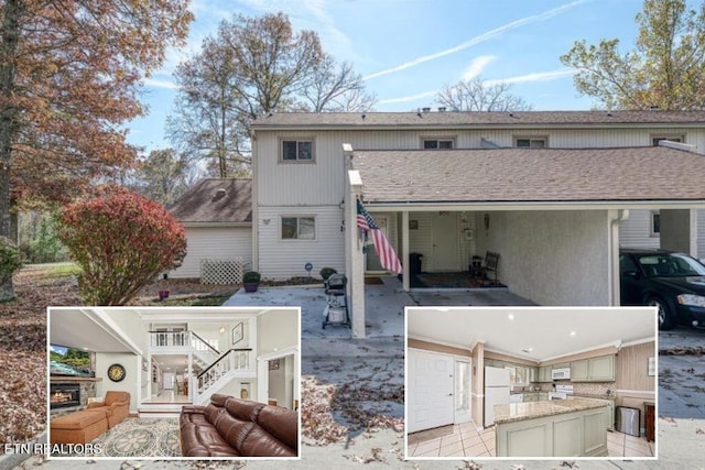 rear view of property featuring a carport