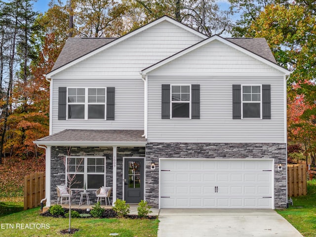 view of property featuring a garage