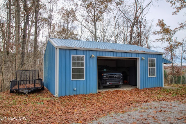 view of outdoor structure with a garage