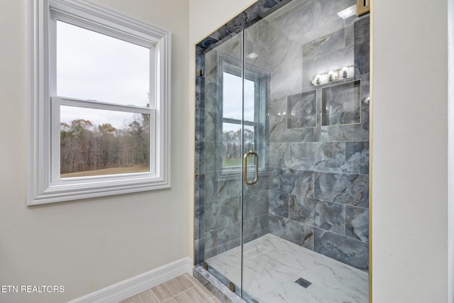 bathroom featuring walk in shower