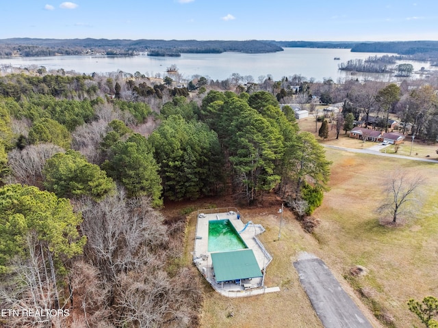 bird's eye view featuring a water view