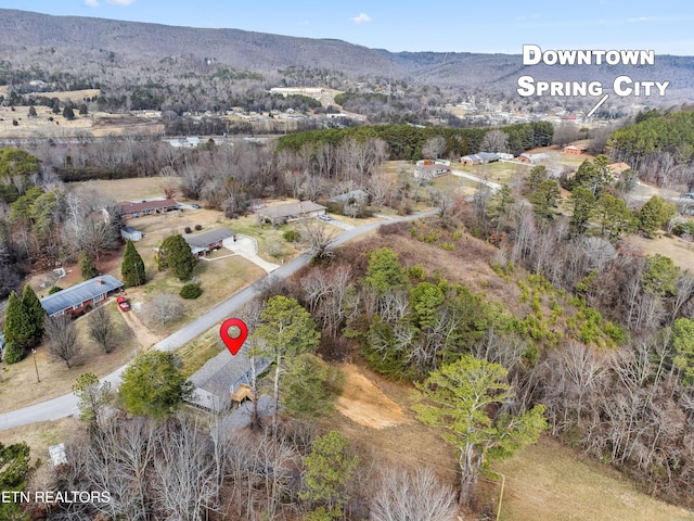 drone / aerial view with a mountain view