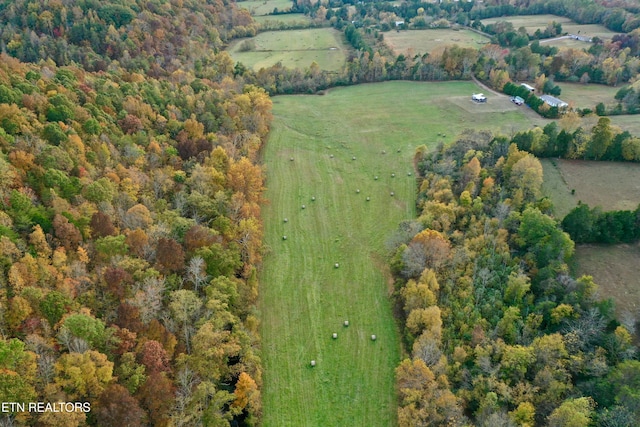 aerial view featuring a rural view